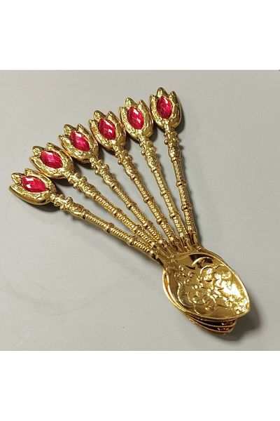 KT HOME Wedding Sugar and Spice Spoon, Coffee and Tea Spoon, with Stone Beads