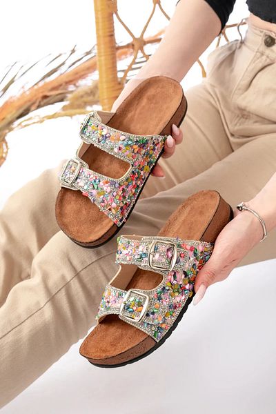 BURAK ALDAY SHOES شبشب Pien بإبزيم مزدوج أنيق للاستخدام اليومي لتقويم العظام