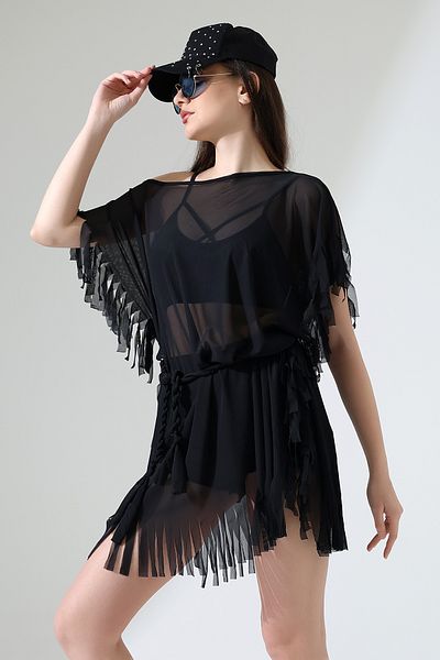 Esberin Tasseled Tulle Pareo