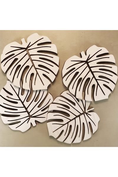 NT Handmade Maple Tree Wooden 4-Piece Leaf Shaped Coaster Kitchen Decor Coffee Corner
