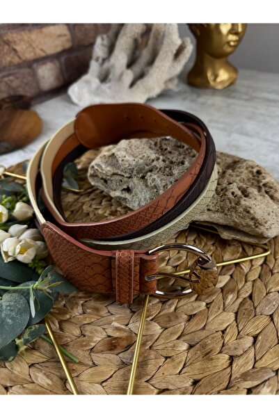 SEDEF TAKI Çift renk kalın kemer gold tokalı