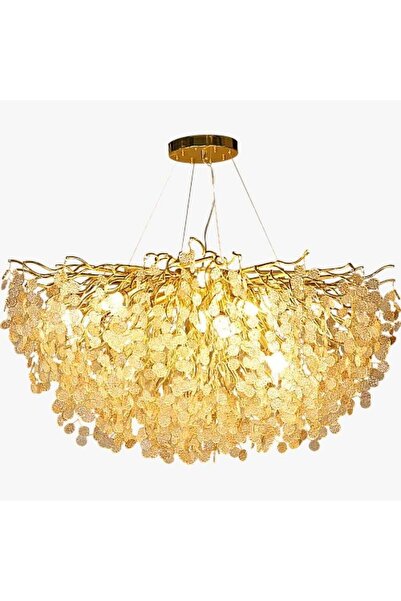 Btm Modern chandelier, golden body, honey-coloured, circular, 40 cm