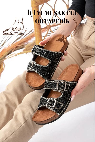 BURAK ALDAY SHOES Pien Double Buckle Stylish Daily Full Orthopedic Slippers
