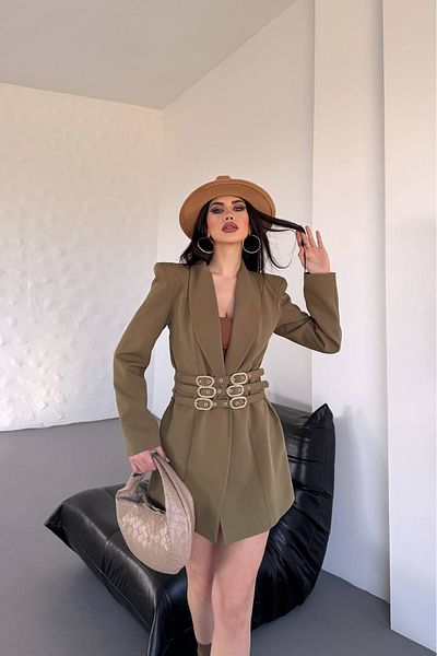 Neşeli Butik jachetă blazer cu detaliu curea pentru femei NBMYLK27