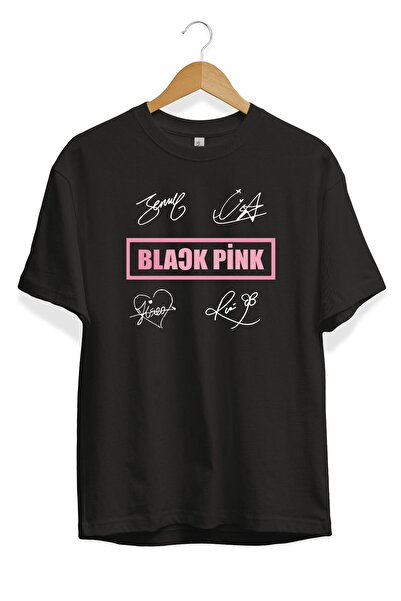 MAGORS Tricou unisex imprimat cu semnătură Mr. Black Pink