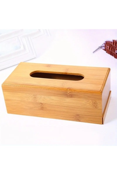 Tanemce Large Size Bamboo Napkin Holder Desktop Napkin Box Bamboo Tissue Paper Box