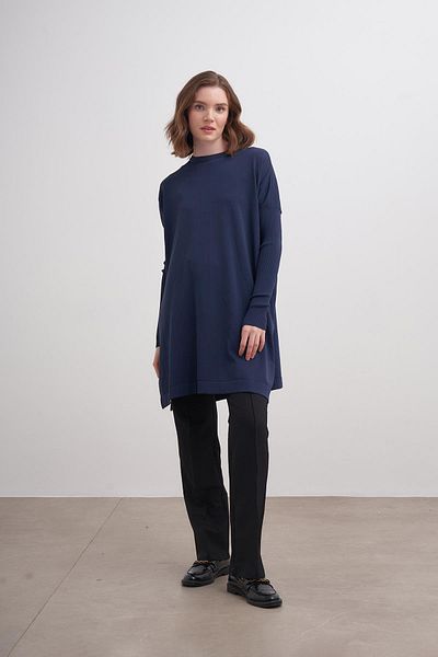 inspiration Navy Blue Rayon Basic Tunic