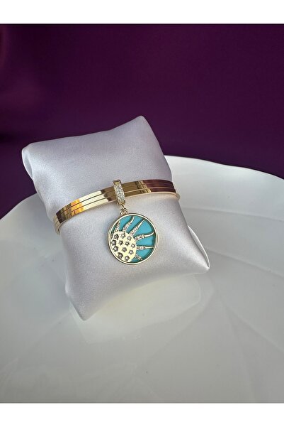 My violet accesorize Ajda bilezik 3lü + taşlı güneşli charm Çelik bilezik