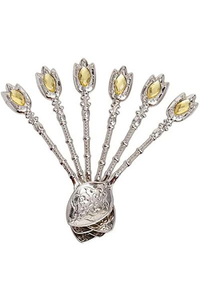 KT HOME Wedding Sugar and Spice Spoon, Coffee and Tea Spoon, with Stone Beads