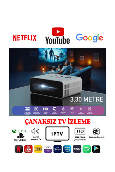FS1PRO TEKNOLOJI Taşınabilir Sinama Projeksiyon & Çanaksız Tv İzleme Projeksi...