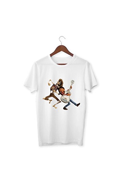 THİS GYOX تي شيرت أبيض مطبوع عليه هيكتور وميغيل كوكو