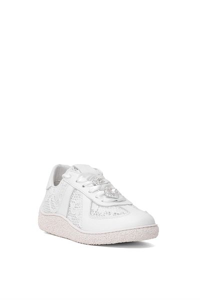 Ayakkabı Fuarı Pantofi casual Elite de damă DK34135 Piele naturală albă cu piatră