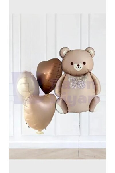 BALON DİYARI Ρετρό σετ με αρκουδάκι και μπαλόνια καρδιάς