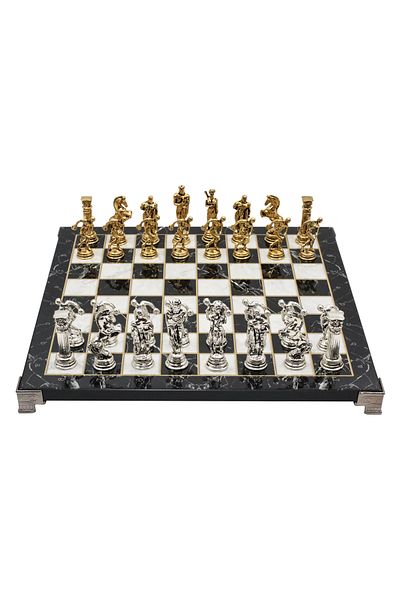 Cooper Chess 30cm Marble Patterned Mythological Gold Discus Olympic Figure Chess Set Decorative Gift Set
