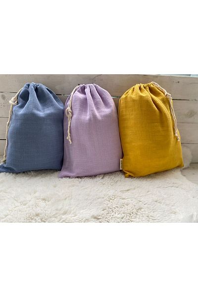 Hubb 3 Colors Muslin Cloth Drawstring Bag 30*40 Clothes Pouch Organizer Multi-Purpose