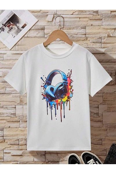 THİS GYOX Tricou pentru copii imprimat cu căști