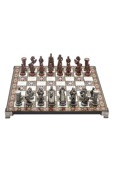 Cooper Chess 30cm Mosaic Patterned Bronze Medieval British Royal Army Figure Chess Set Decorative Gift