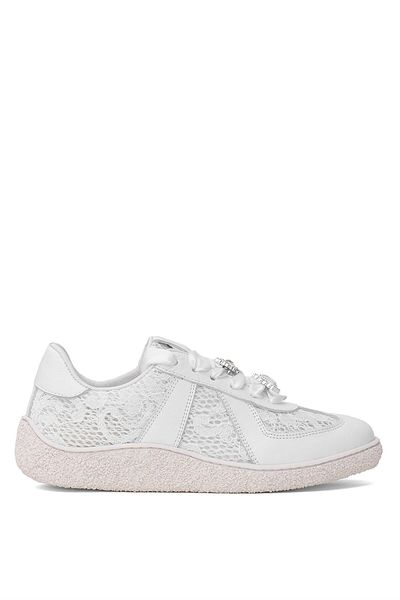 Ayakkabı Fuarı Pantofi casual Elite de damă DK34135 Piele naturală albă cu piatră