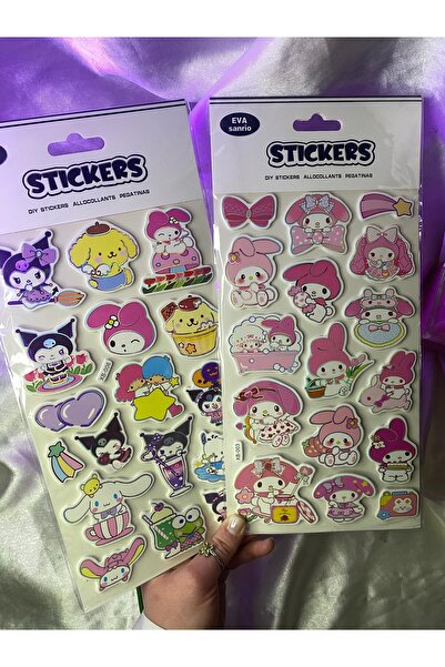SANRIO 2 ADET, büyük boy sanrıo karakterli kabartmalı sticker modelleri