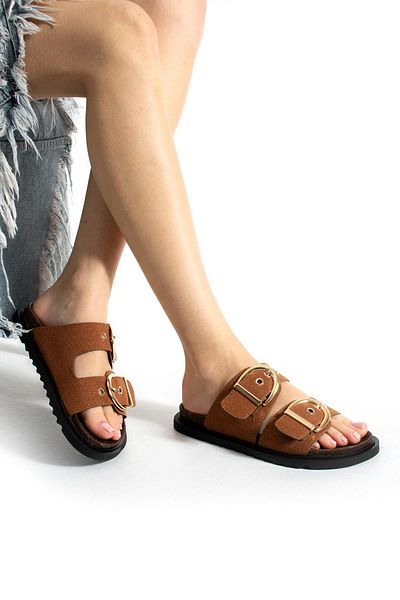 shopcolic 2 Row Big Buckle Detail Mangomod Women's Slippers