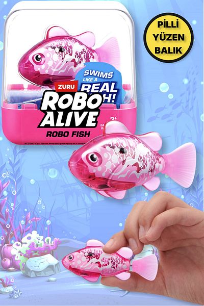 TOYFEST Floating Battery Powered Robo Alive Fish That Changes Color in Water and Dives to 1.8 Meters Deep - 6.8 cm - 1 Pcs - Pink