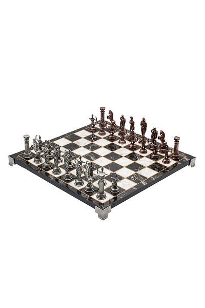 Cooper Chess 30cm Marble Patterned Bronze Ancient Egyptian Cleopatra Nefertiti Figured Chess Set Decorative Gift