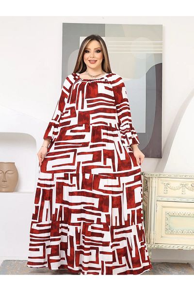 MODA Madonna Collar Folded Wrinkled Woven Viscosin Women's Plus Size Dress