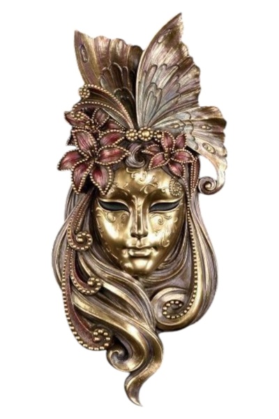 DERYA DESİNG ART Dekoratif Çiçekli Kadın Yüz Maskesi Duvar Dekorasyonu Heykel...