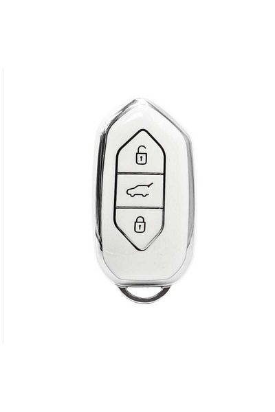 BARKAS ELEKTRONİK Togg T10X Compatible 3 Button Switch Protection Case White Silver