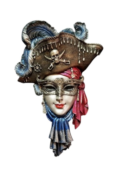 DERYA DESİNG ART Dekoratif Korsan Yüz Maskesi Duvar Heykeli Biblo Ev Ofis Duv...