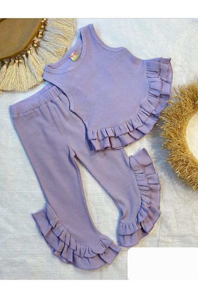 CECEYKİDS Ruffle Detail Girls Bottom Top Set