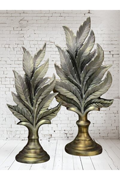 DERYA DESİNG ART Dekoratif Polyester İkili Yaprak Obje,Konsol,Dresuar,Salon O...