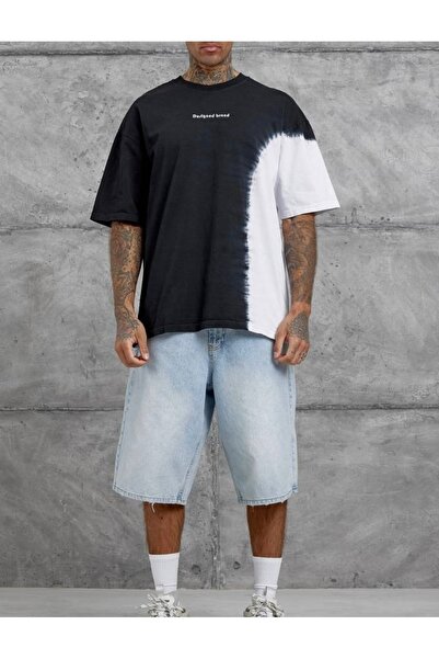 Hazhers تي شيرت رجالي كبير الحجم مصنوع من القطن بنسبة 100% وياقة دائرية