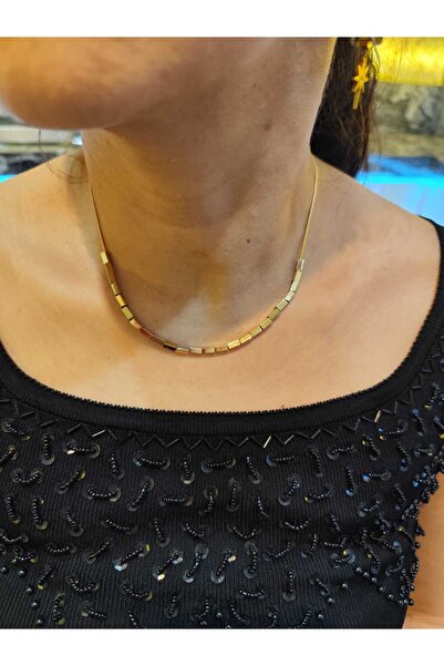 İnci Gold çelik küp tasarım kolye