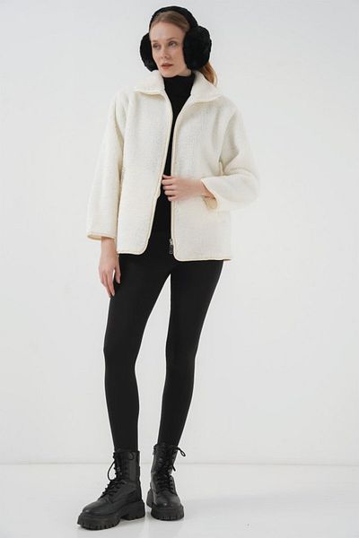 modaserdem    5211 Zippered Plush Coat - Ecru