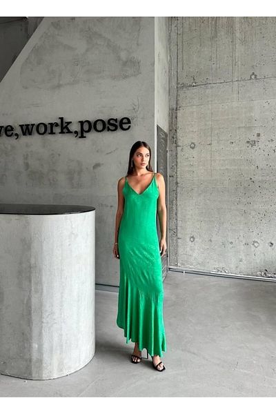 COTTONLAB ROCHIE JACQUARD SATINATĂ ASIMETRICĂ - Verde
