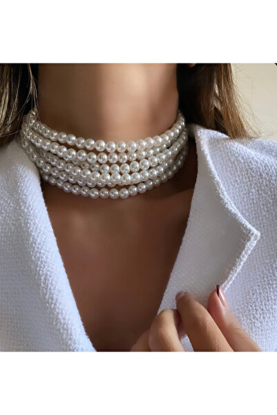 HOSBUTIK İnci çoklu choker kolye
