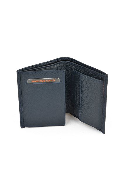 Ziya Men's Genuine Leather Wallet 1519841 Zd03 Navy Blue