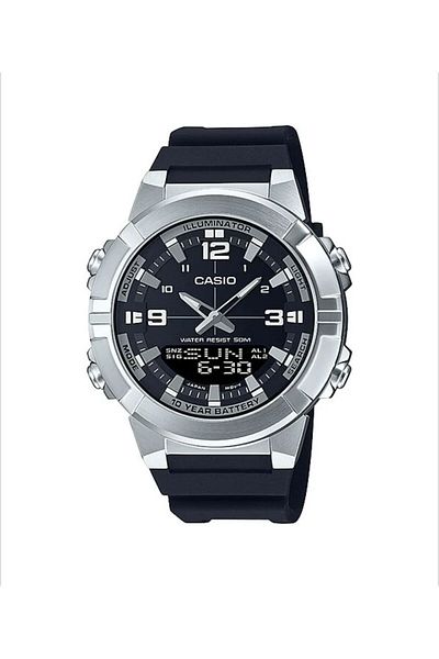 Casio Casio Men's Black Analog-Digital Watch with Resin Strap AMW-870-1AVDF