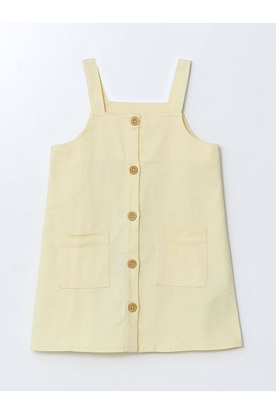 LC Waikiki New Season Square Collar Basic Gabardine Girl's Dress - S5Fj24Z1