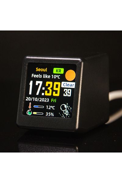 GEEKMAGIC Black GeekMagic Ultra Smart WiFi Weather Forecast Station Bed Clock for Desktop Decoration, photo Al