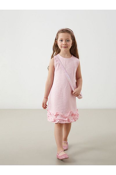 LC Waikiki New Season Crew Neck Cotton Girl's Dress - S5Be58Z1