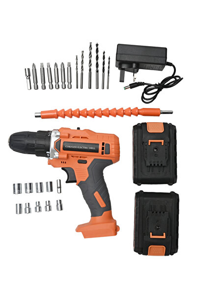 Lawazim Electric Drill Set - 21volt - Cordless Power Drill With 2 Li-ion Batt...