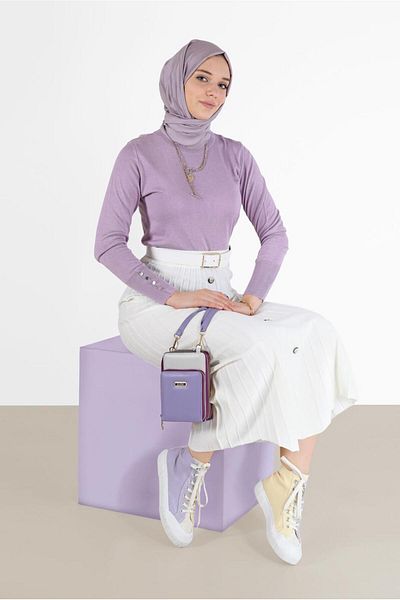 Alvina سترة تريكو أساسية بأكمام وأزرار 42101