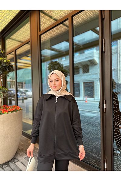 VOLT CLOTHİNG Kadın Geniş Paça Yırtmaçlı Fermuarlı Takım