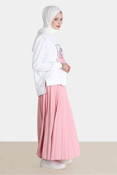 Alvina 42674 Model Print Detailed Double Skirt Set