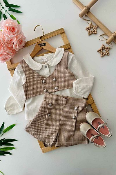 Minigimin Cicileri Комплект от 3 части за момиче с копчета и джобове My Little One's Ciciler