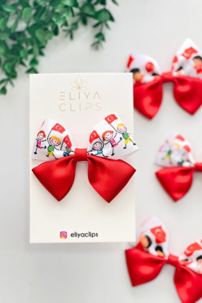 Eliya Clips 23 أبريل مشبك 1 قطعة مشبك عرض مشبك شريط أحمر مشبك العلم مشبك الأطفال
