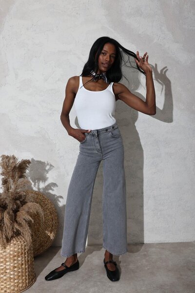 5in1Canpolat Λευκό Κορδόνι Basic Μπλουζάκι