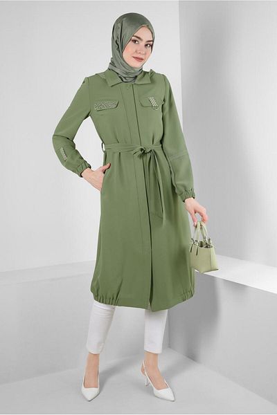 Alvina STAPLE DETAILED REMOVABLE HOODED TRENCH COAT 10745
